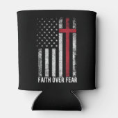 Vertrouwen over angst Amerikaanse vlag Christelijk Blikjeskoeler (Achterkant)