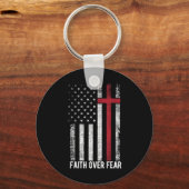 Vertrouwen over angst Amerikaanse vlag Christelijk Sleutelhanger (Voorkant)