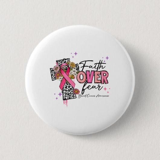 Vertrouwen over angst Borstkanker Bewustzijn Chris Ronde Button 5,7 Cm (Voorkant)
