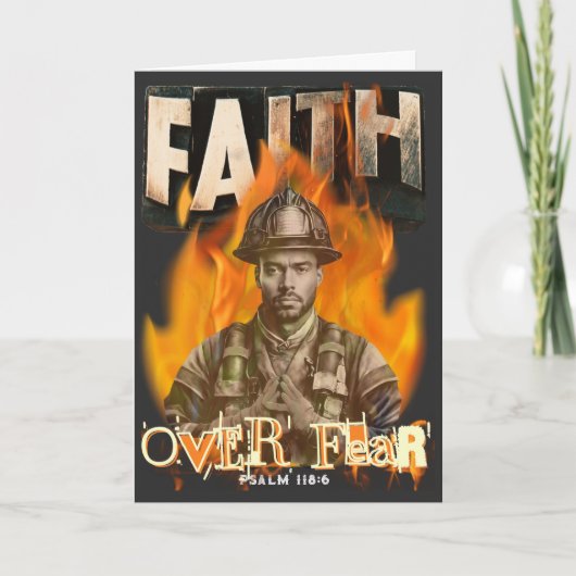 Vertrouwen over angst brandweerman Christelijk Kaart (Voorkant)