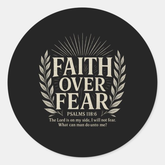 Vertrouwen over angst Christelijk Ronde Sticker (Voorkant)