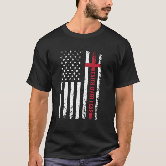 Vertrouwen over angst Christelijke Amerikaanse vla T-shirt (Voorkant)
