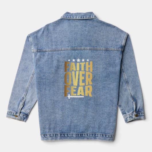 Vertrouwen over angst denim jacket (Achterkant)