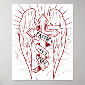 Vertrouwen over angst Engel Wings & Cross Christel Poster (Voorkant)