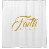 Vertrouwen over angst Goud en wit Douchegordijn (Voorkant)