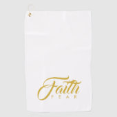 Vertrouwen over angst Goud en wit Golfhanddoek (Voorkant)