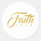 Vertrouwen over angst Goud en wit Ronde Sticker (Voorkant)