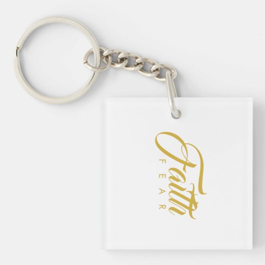 Vertrouwen over angst Goud en wit Sleutelhanger (Voorkant)