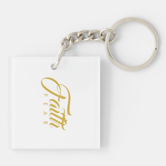 Vertrouwen over angst Goud en wit Sleutelhanger (Achterkant)