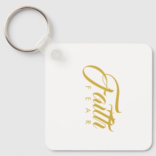 Vertrouwen over angst Goud en wit Sleutelhanger (Voorkant)