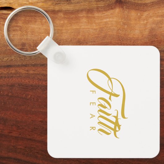 Vertrouwen over angst Goud en wit Sleutelhanger (Voorkant)