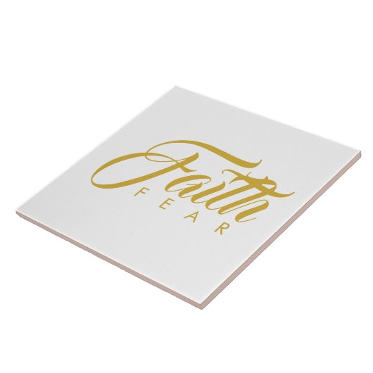Vertrouwen over angst Goud en wit Tegeltje (Zijkant)
