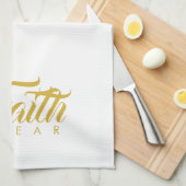 Vertrouwen over angst Goud en wit Theedoek (Quarter Fold)