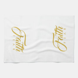 Vertrouwen over angst Goud en wit Theedoek