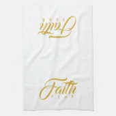 Vertrouwen over angst Goud en wit Theedoek (Verticaal)