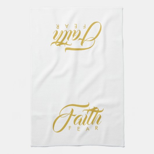Vertrouwen over angst Goud en wit Theedoek (Verticaal)