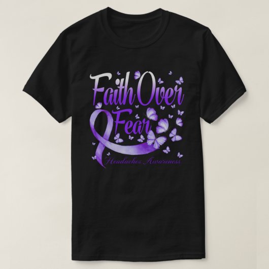 Vertrouwen over angst hoofdpijn Bewustmakingsvlind T-shirt (Design voorkant)