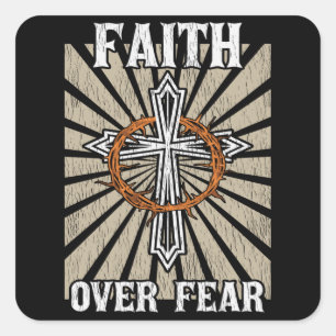 Vertrouwen over angst Jesus Cross Prayer Christeli Vierkante Sticker
