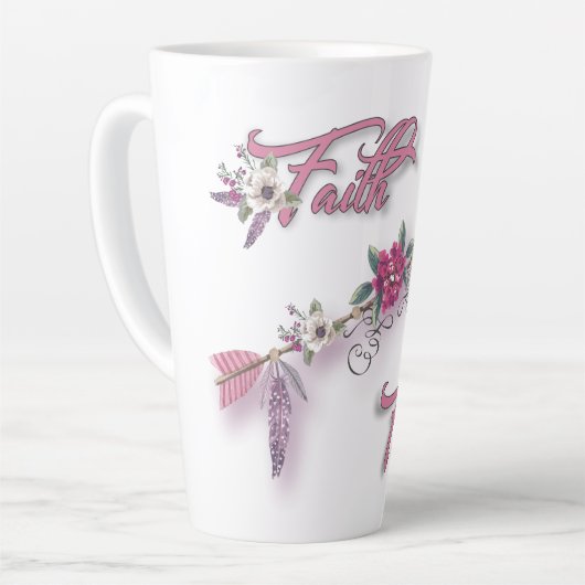 Vertrouwen over angst latte mok (Linkerhoek)