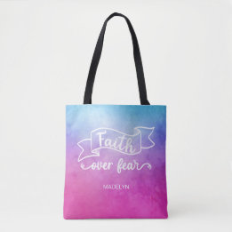 Vertrouwen over angst Modern Waterverf Inspirerend Tote Bag