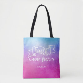 Vertrouwen over angst Modern Waterverf Inspirerend Tote Bag