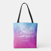 Vertrouwen over angst Modern Waterverf Inspirerend Tote Bag (Achterkant)