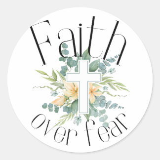 Vertrouwen over angst ronde sticker