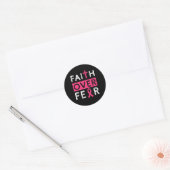 Vertrouwen over angst roze lintjes borstkanker ronde sticker (Envelop)