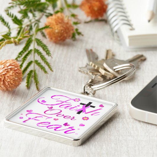 Vertrouwen over angst sleutelhanger (Zijkant)