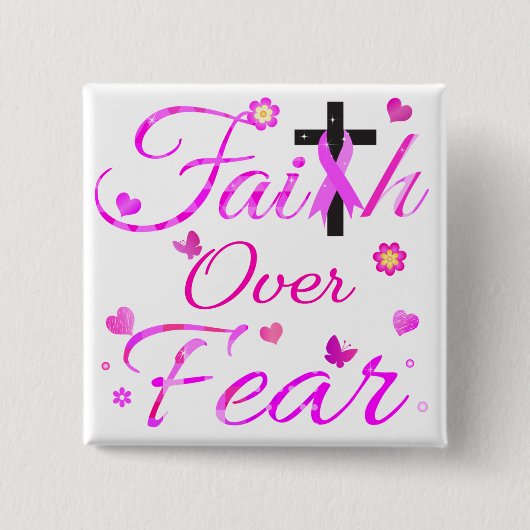 Vertrouwen over angst vierkante button 5,1 cm (Voorkant)