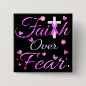 Vertrouwen over angst vierkante button 5,1 cm (Voorkant)