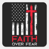 Vertrouwen over angst vierkante sticker (Voorkant)