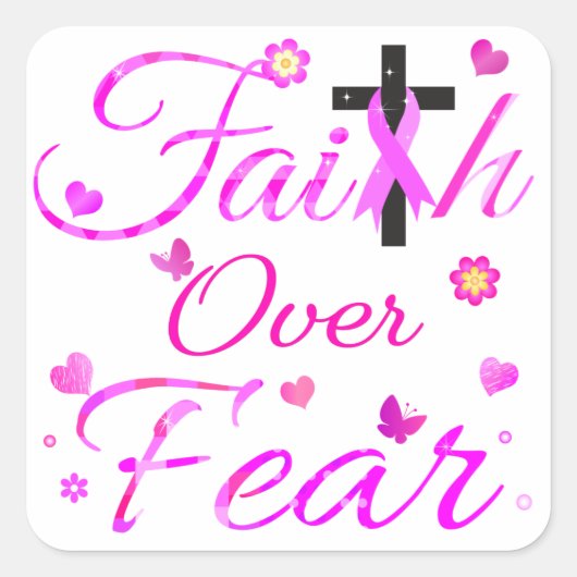 Vertrouwen over angst vierkante sticker (Voorkant)