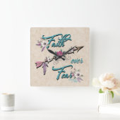 Vertrouwen over angst vierkante wandklok (Huis)