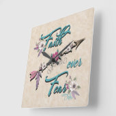 Vertrouwen over angst vierkante wandklok (Hoek)