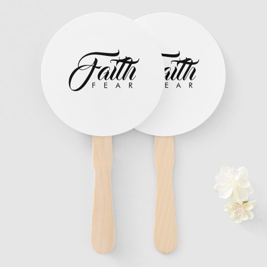 Vertrouwen over angst zwart en wit handwaaier (Voorkant en achterkant)