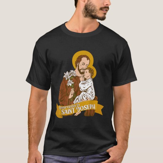 Vertrouwen tegen Sint-Jozef en Kind-Katholieke Jez T-shirt (Voorkant)