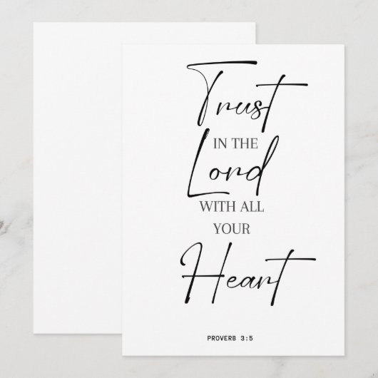 Vertrouwen tussen Bijbelversum Proverbs 3 en Heer Kaart (Voorkant / Achterkant)