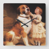 Vertrouwen van Charles Burton Barber, Saint Bernar Vierkante Klok (Voorkant)