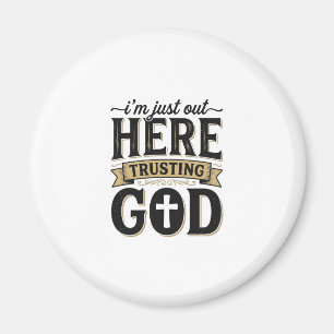 Vertrouwend op God Christelijke Citaat Vintage T-S Magneet
