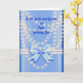 Vertrouwenskaart in blauw met Faux Pearls & Bow Kaart (Gele Bloem)