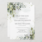 Vertrouwingsdatum Uitstel Eucalyptus Waterverf Aankondiging (Voorkant / Achterkant)