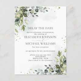 Vertrouwingsdatum Uitstel Eucalyptus Waterverf Aankondigingskaart