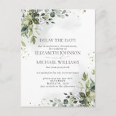 Vertrouwingsdatum Uitstel Eucalyptus Waterverf Aankondigingskaart (Voorkant)