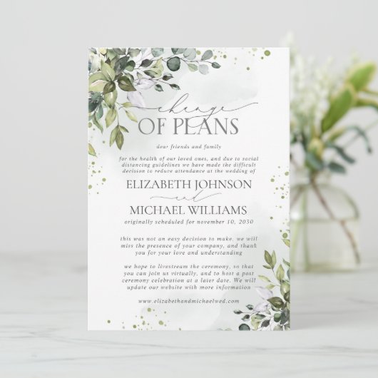 Vertrouwingsdatum Uitstel Eucalyptus Waterverf Save The Date (Staand voorkant)