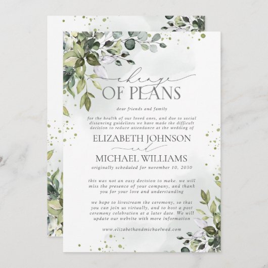 Vertrouwingsdatum Uitstel Eucalyptus Waterverf Save The Date (Voorkant / Achterkant)