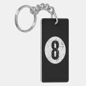 Vervaagd 8 bal biljart speler sleutelhanger (Voorkant Links)