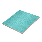 Vervaagd aquamarijn turquoise Wavy verticaal patro Tegeltje (Zijkant)