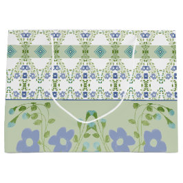 Vervaagd blauw bloemmotief groot cadeauzakje