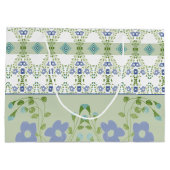 Vervaagd blauw bloemmotief groot cadeauzakje (Achterkant)